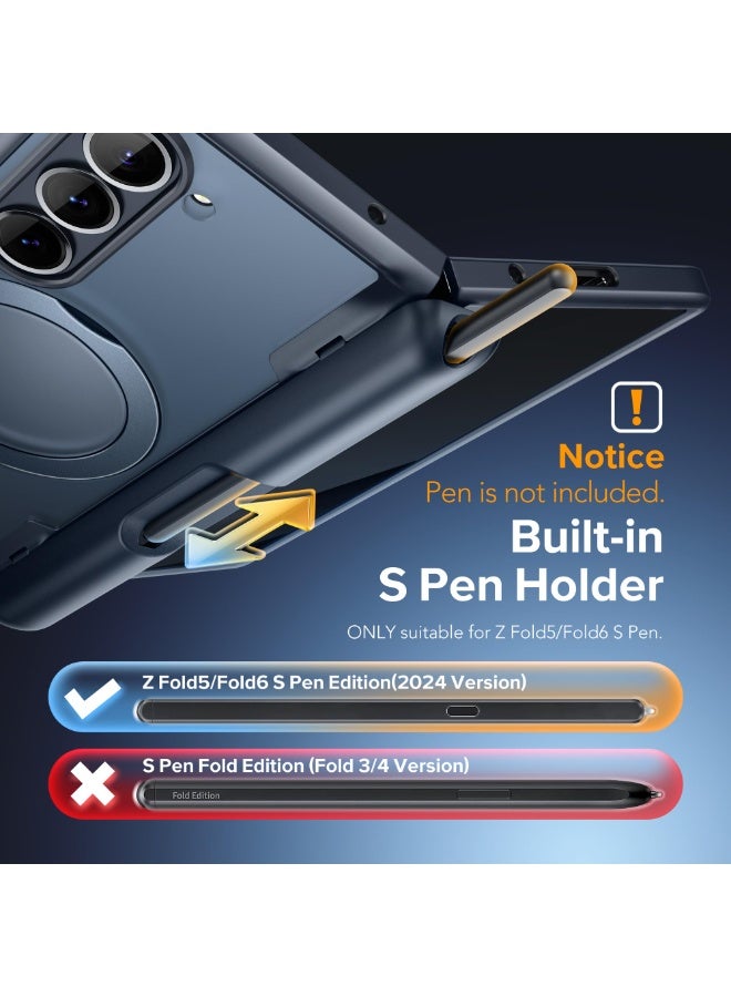 موبوسي غطاء هاتف سامسونج جالكسي زد فولد 6 مع حامل دائري دوار وواقي شاشة للخصوصية، متوافق مع MagSafe، حماية عسكرية تصل إلى 18 قدم، غطاء نحيف مقاوم للصدمات بالمغناطيس، أسود - Image 2