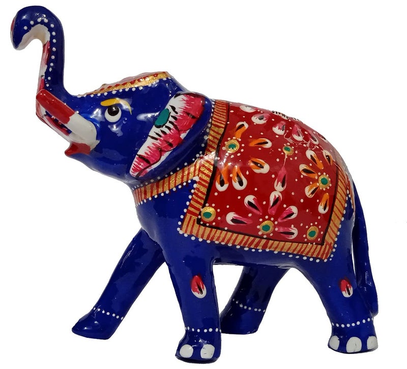 Purpledip Enamelled Metal Statue Elephant Colorful Meenakari Art Collectible Gift 10470