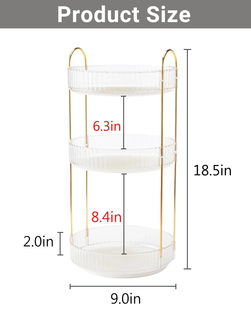 Asayuee 360 Rotating Makeup Organizer,3 Tier Large Capacity Make Up Organizers and Storage,Skincare Perfume Vanity Organizers,Bathroom Cosmetics Storage Organizer Countertop (Clear-3 Tier) - Image 2