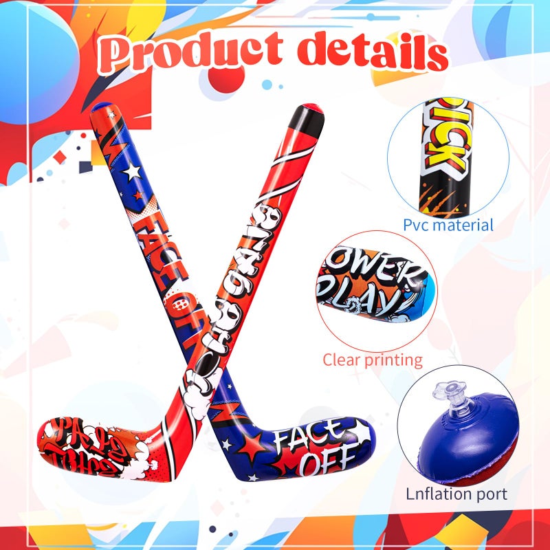 Deekin Set Of 12 32 Inch Inflatable Hockey Sticks Hockey Party Favors  4 Trendy Style  Large Hockey Birthday Party Decorations Funny Blow Up Hockey Stick Sports Birthday Party Supplies - Image 3