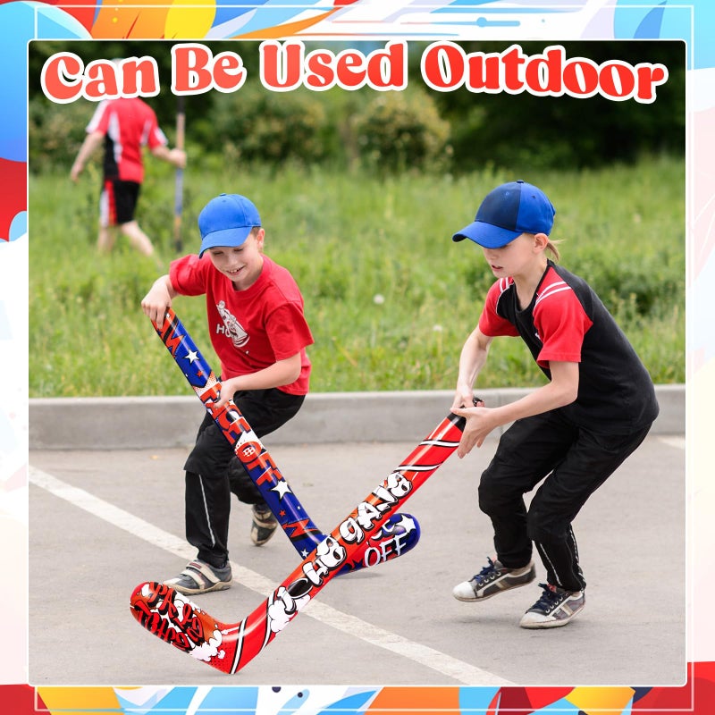 Deekin Set Of 12 32 Inch Inflatable Hockey Sticks Hockey Party Favors  4 Trendy Style  Large Hockey Birthday Party Decorations Funny Blow Up Hockey Stick Sports Birthday Party Supplies - Image 4