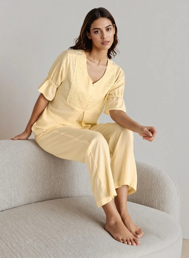 Splash FAV Pyjama Set Button Down Shirt & Trousers Viscose