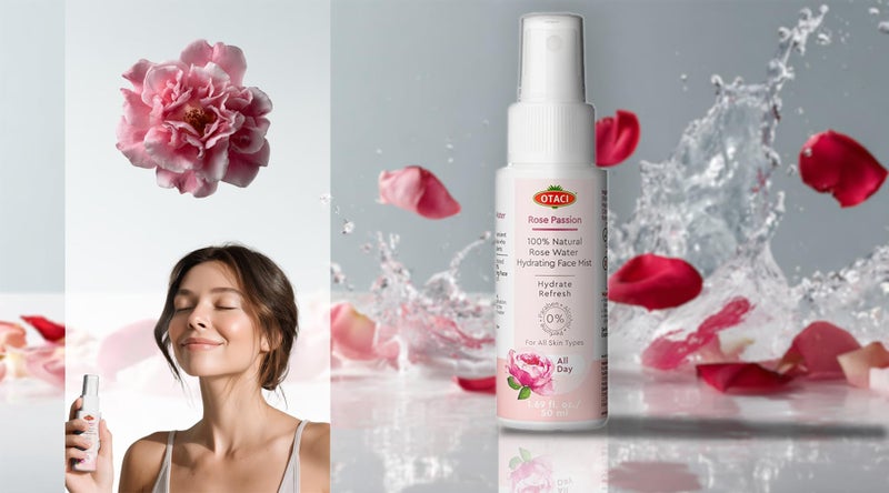 OTACI Rose Passion Face Mist Spray â€“ 100% Natural Rose Water Hydrating Mist for Glowing, Refreshed Skin â€“ Travel Size 50ml â€“ Vegan, Alcohol-Free, for All Skin Types - Image 4
