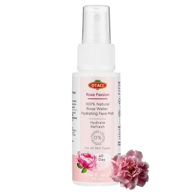 OTACI Rose Passion Face Mist Spray â€“ 100% Natural Rose Water Hydrating Mist for Glowing, Refreshed Skin â€“ Travel Size 50ml â€“ Vegan, Alcohol-Free, for All Skin Types - Image 1