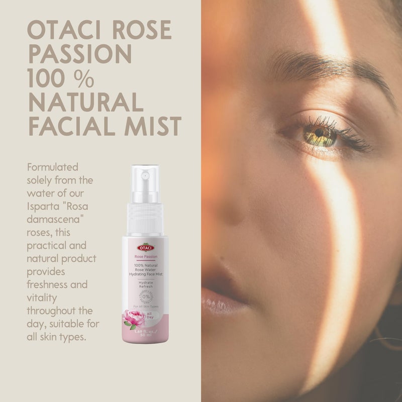 OTACI Rose Passion Face Mist Spray â€“ 100% Natural Rose Water Hydrating Mist for Glowing, Refreshed Skin â€“ Travel Size 50ml â€“ Vegan, Alcohol-Free, for All Skin Types - Image 5