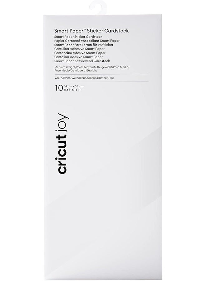 Cricut ورق ملصقات ذكي كاردستوك أبيض 14 سم × 33 سم (5.5" × 13") 10 عبوة للاستخدام مع جوي - Image 1