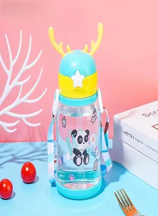 DEEDECORWAVE Cartoon Water Bottle for Kids - 500ml | Cute BPA-Free Drinking Bottle with Straw | Splash-Proof & Leak-Proof Sports Bottle for School, Travel & Outdoor Use (Green) - Image 3
