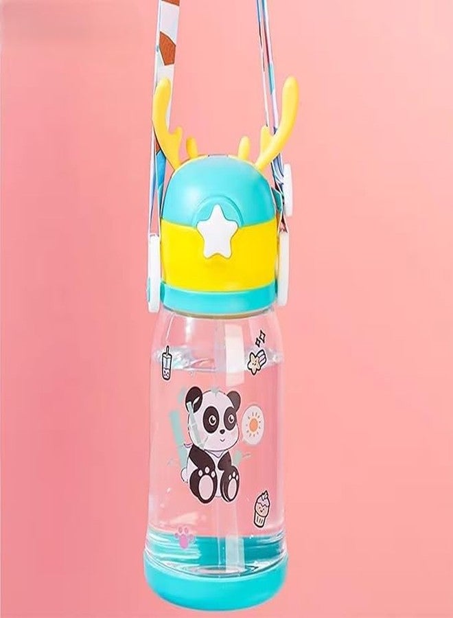 DEEDECORWAVE Cartoon Water Bottle for Kids - 500ml | Cute BPA-Free Drinking Bottle with Straw | Splash-Proof & Leak-Proof Sports Bottle for School, Travel & Outdoor Use (Green) - Image 4