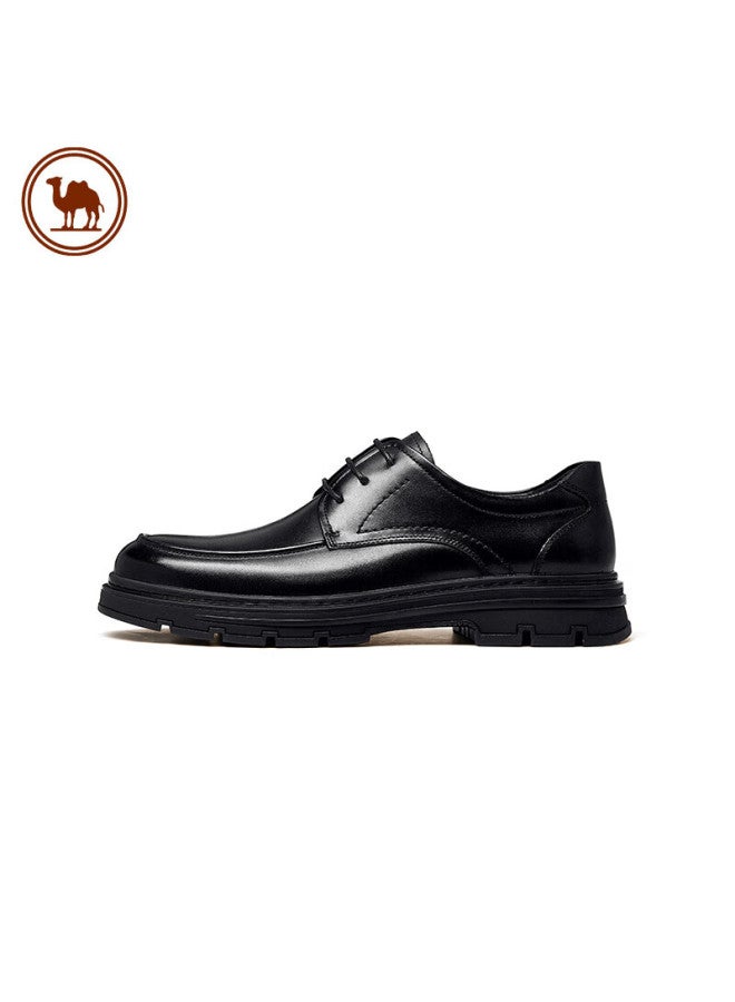 CAMELJEANS Luotuo Brand Men's Leather Shoes, Glossy Cowhide, Comfortable Soft Sole, Lace-up, Versatile Business Wedding Shoes, P13a005031, Black, Size 43 - Image 4