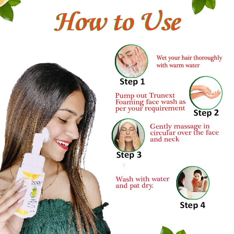 Trunext Vitamin C Foaming Face Wash Pack of 2 150ml Each Brightening AntiAging Deep Cleansing for All Skin Types Natural ChemicalFree Glow Boost Formula - Image 2