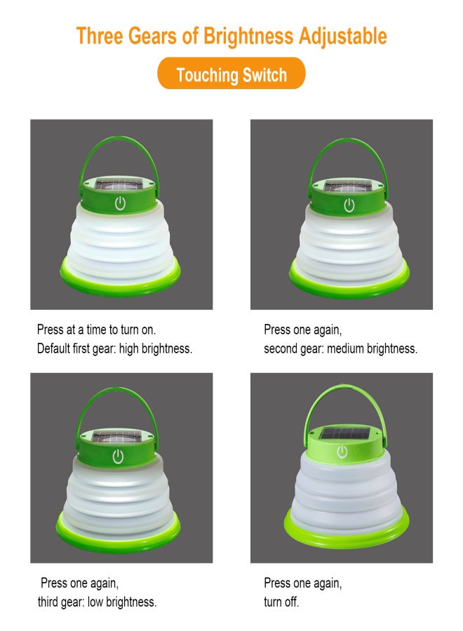 Retractable Solar Light Outdoor Waterproof Foldable Tent Light Portable Leds Rechargeable Camping Lamp with Handle for Emergency/Mountaineering/Fishing - Image 2