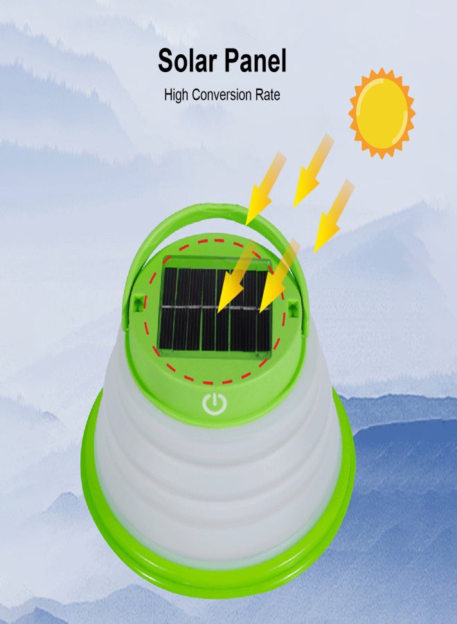Retractable Solar Light Outdoor Waterproof Foldable Tent Light Portable Leds Rechargeable Camping Lamp with Handle for Emergency/Mountaineering/Fishing - Image 5
