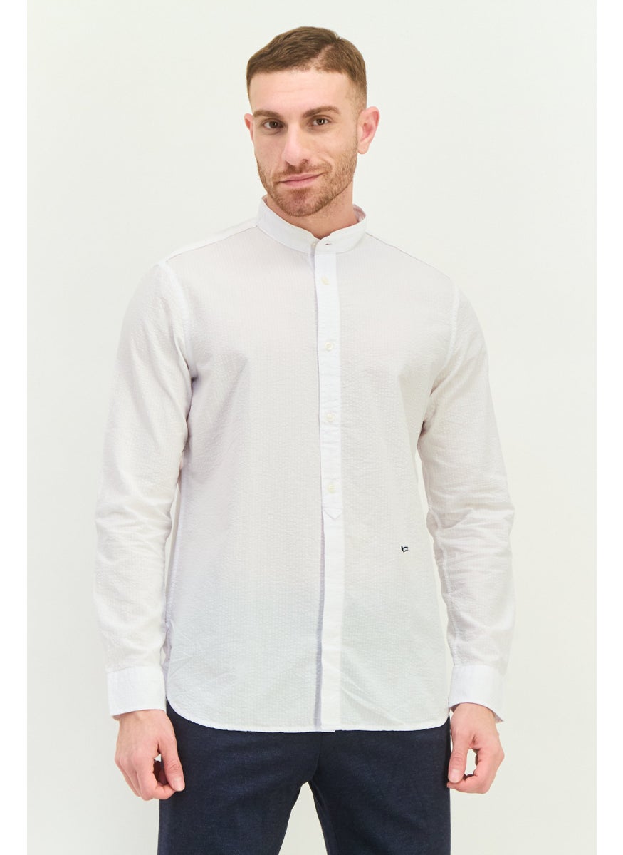 GAS Men Regular Fit Brand Logo Long Sleeve Casual Shirt, White  - Image 1