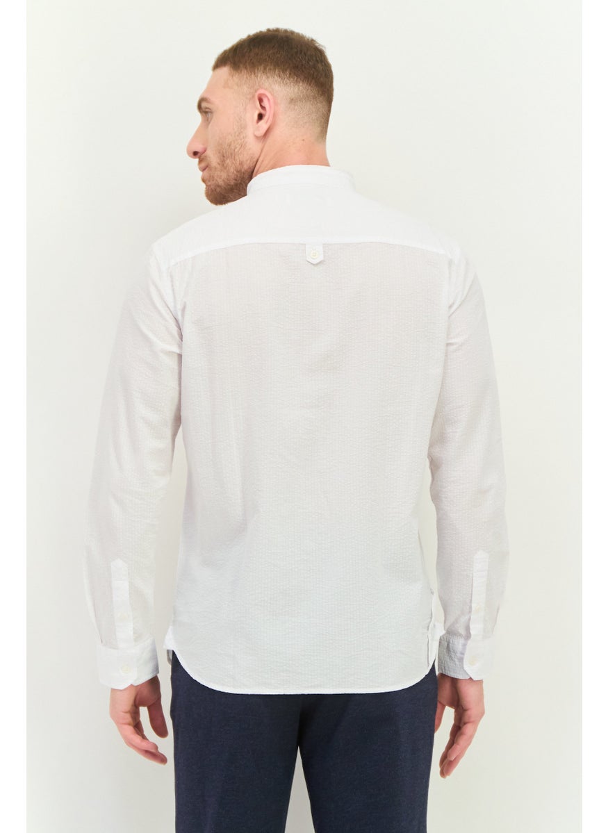 GAS Men Regular Fit Brand Logo Long Sleeve Casual Shirt, White  - Image 3