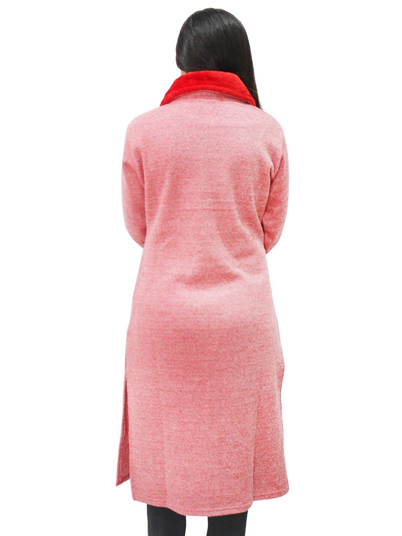 Matelco Women's Wool Straight Kurti for Winters (Ad04Caz45_Black_Parent) (Medium, RED) - Image 4