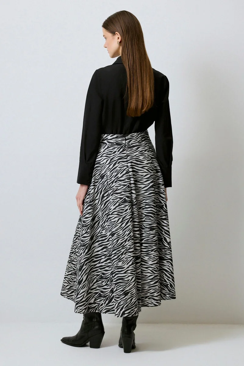 Touche A Cut Patterned Gabardine Skirt