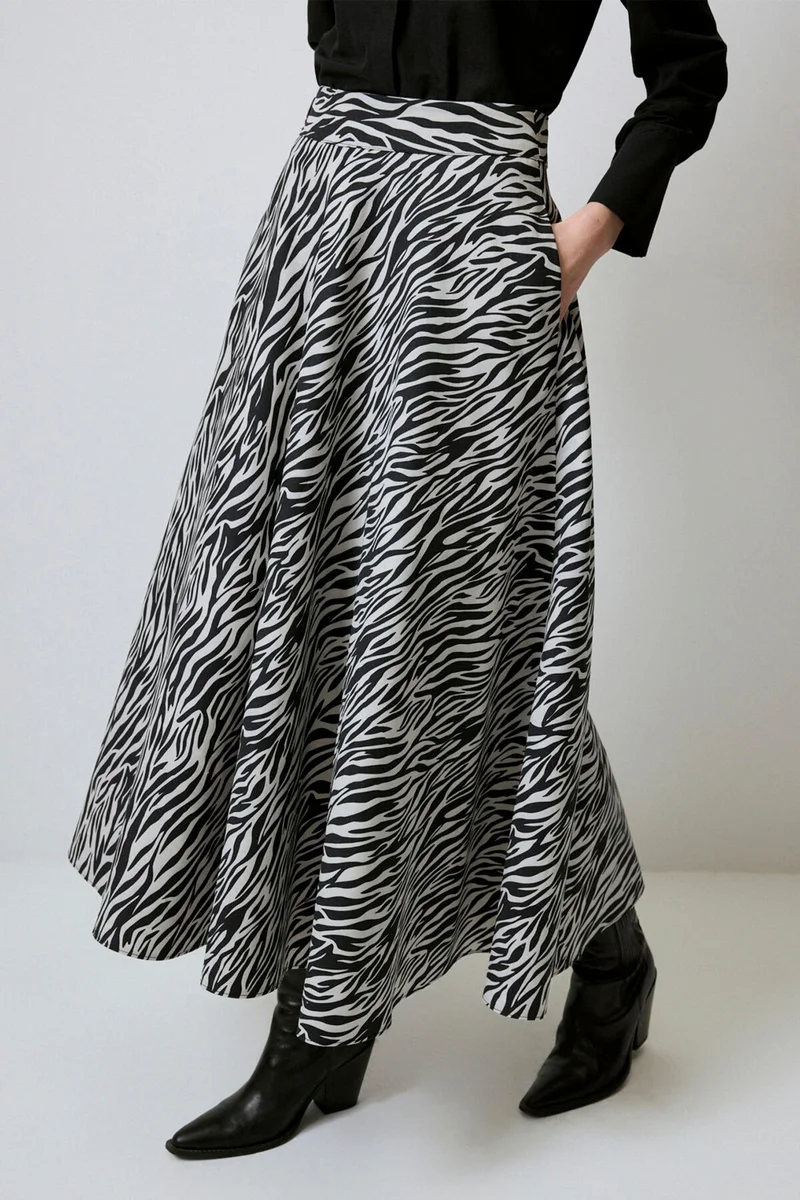 Touche A Cut Patterned Gabardine Skirt