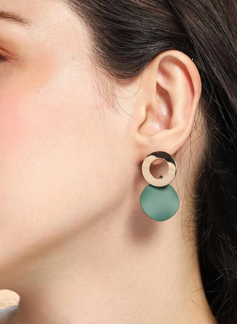 سوهي أقراط دائرية متدلية للنساء بلون أخضر غامق من خليط معدني بإغلاق ضاغط