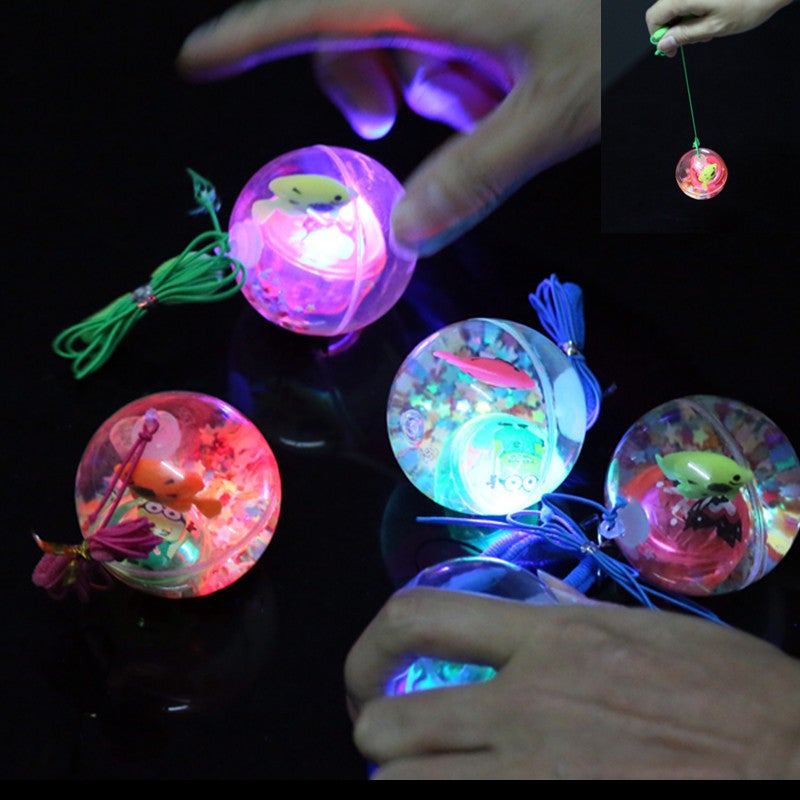 [Hanging wire] 5.5 Crystal elastic ball transparent flash cartoon jump ball luminous childrens toys wholesale 5.5 suspension wire crystal ball 