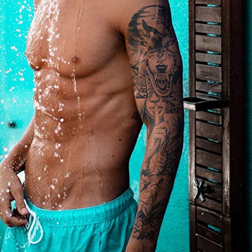 Aresvns 5 Sheets Semi Permanent Sleeve Tattoo for Men and women, Realistic Temporary Tattoos Full Arm Waterproof & Long-Lasting 1 Week Christmas Gift - Image 4