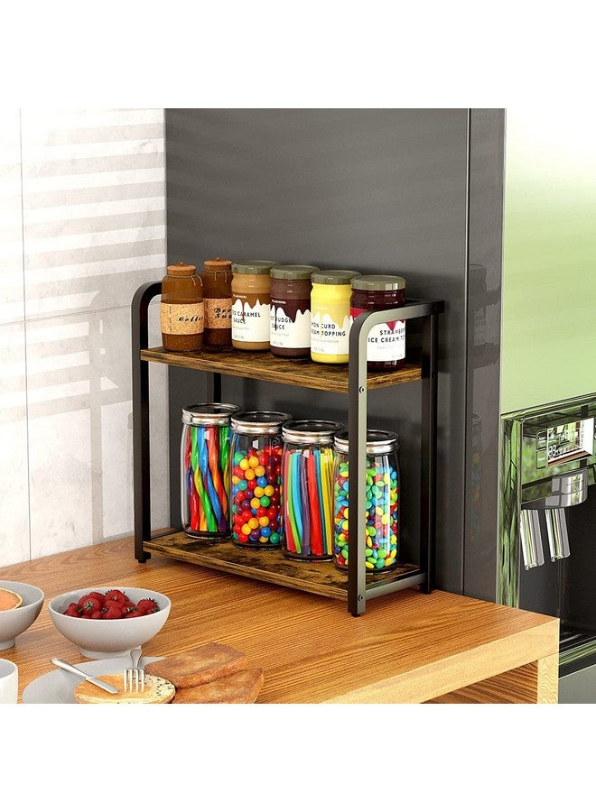 Indian Decor 28024 Space Saving Spice Rack Organizer For Countertop - Bathroom Counter Organizer,Seasoning Rack,Wooden Tabletop Storage Shelves For Kitchen,Bathroom,Bedroom & Office - Floating Shelves - Image 5