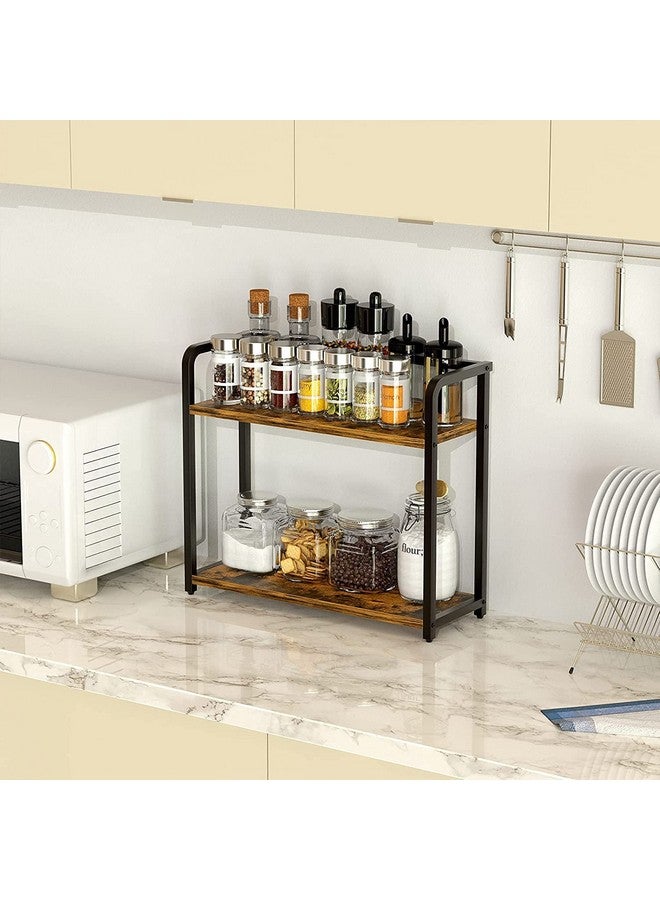 Indian Decor 28024 Space Saving Spice Rack Organizer For Countertop - Bathroom Counter Organizer,Seasoning Rack,Wooden Tabletop Storage Shelves For Kitchen,Bathroom,Bedroom & Office - Floating Shelves - Image 1