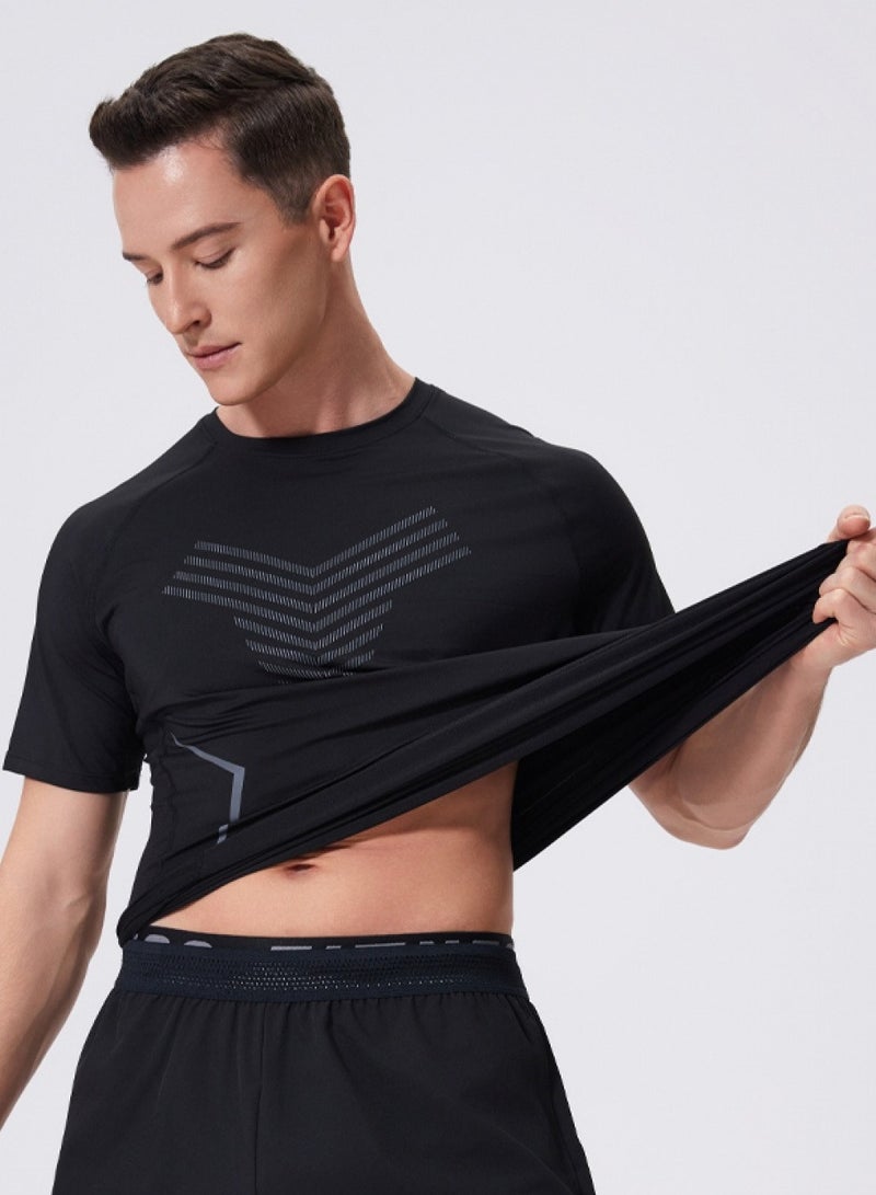 luluesses Men's Quick Dry Short Sleeve T-Shirt Crew Neck Sweatshirt Tops Gym Wear  - Image 3