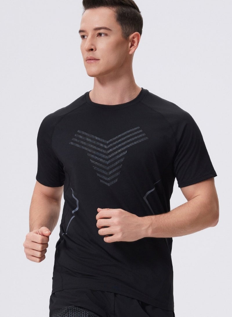 luluesses Men's Quick Dry Short Sleeve T-Shirt Crew Neck Sweatshirt Tops Gym Wear  - Image 2