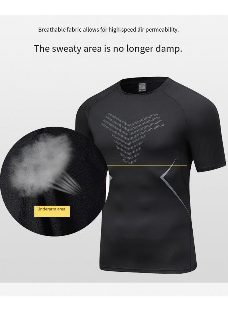 luluesses Men's Quick Dry Short Sleeve T-Shirt Crew Neck Sweatshirt Tops Gym Wear  - Image 4