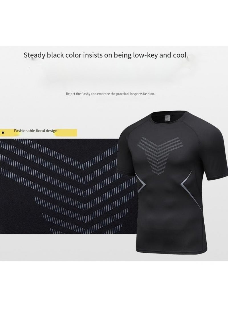 Men's Quick Dry Short Sleeve T-Shirt Crew Neck Sweatshirt Tops Gym Wear