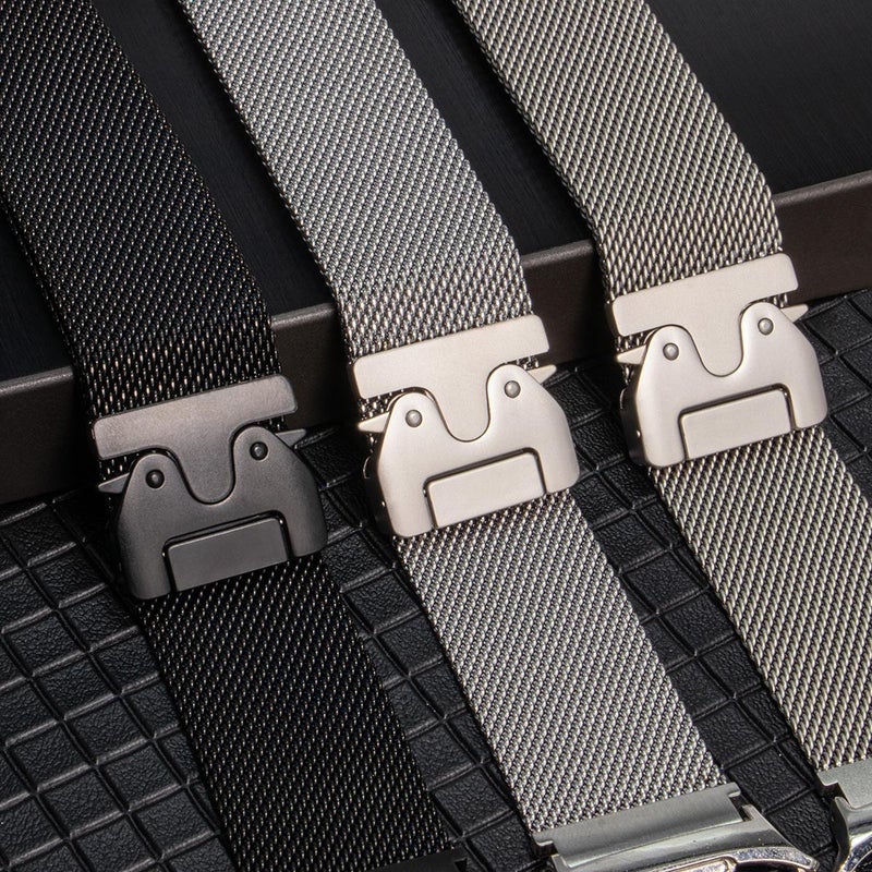 إيروريكس سوار ساعة سامسونج جالاكسي واتش 8 / واتش 8 الكلاسيكي المصنوع من الفولاذ المقاوم للصدأ بمشبك المظلة من ميلانو (فضي) - Image 3