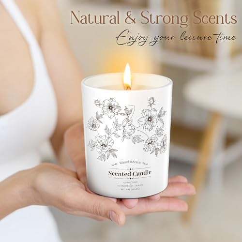 WarmEmbrace Deluxe Scented Candle for Women & Men, Vanilla Coconut Soy Wax Candle, 8 Oz Jar Candle for Home, Scented-60 Hours Long Lasting Burning, Suitable Gift for Mom - Image 4
