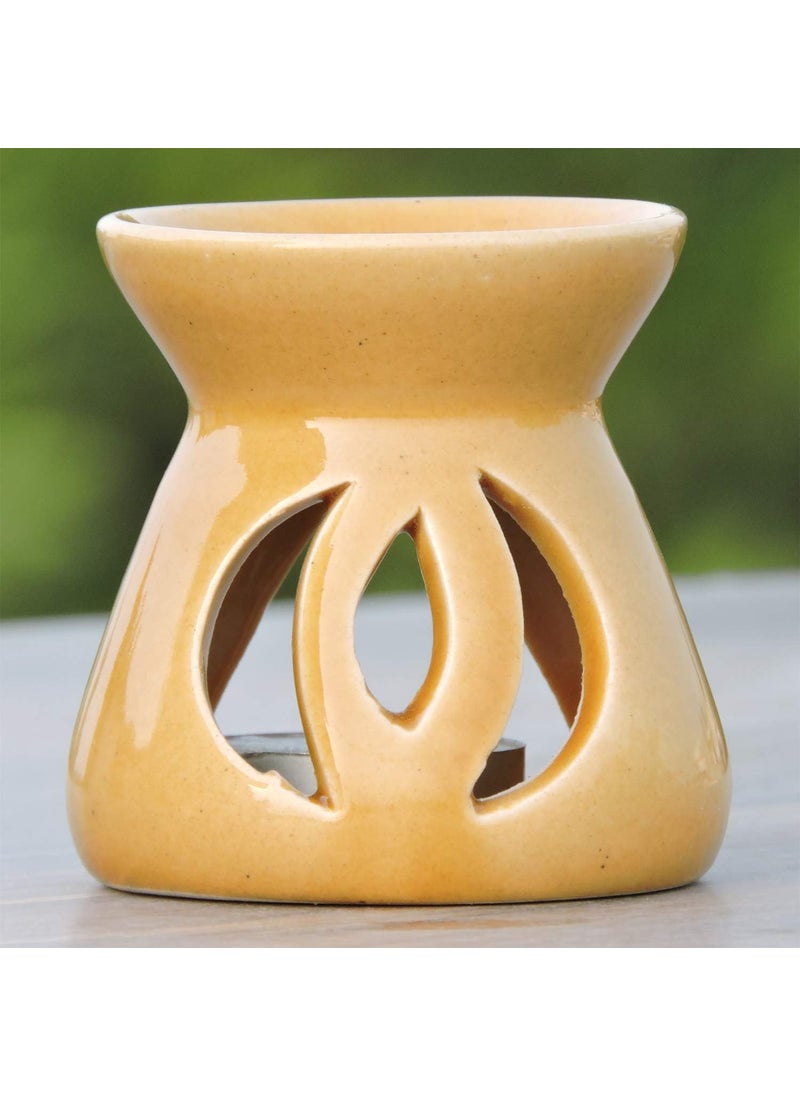 HealthGoodsIn HealthGoodsIn  Ceramic Tea Light Essential Oil Diffuser  Tea Light Ceramic Wax MeltEssential Oil Burner  Essential Oil Burner for Living Room Bedroom Outdoor Area  Light Brown  - Image 2