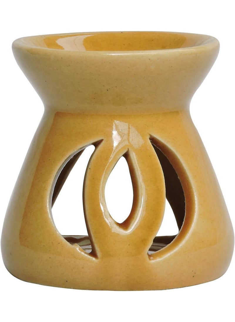 HealthGoodsIn HealthGoodsIn  Ceramic Tea Light Essential Oil Diffuser  Tea Light Ceramic Wax MeltEssential Oil Burner  Essential Oil Burner for Living Room Bedroom Outdoor Area  Light Brown  - Image 1