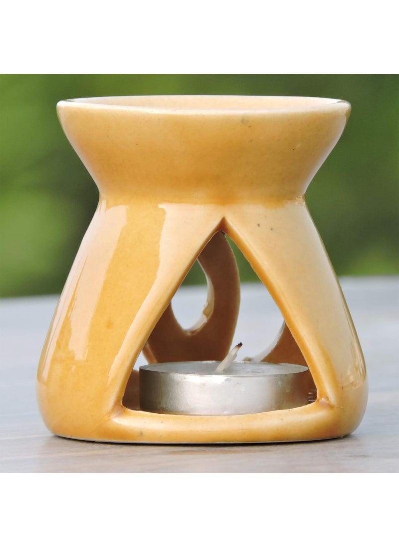 HealthGoodsIn HealthGoodsIn  Ceramic Tea Light Essential Oil Diffuser  Tea Light Ceramic Wax MeltEssential Oil Burner  Essential Oil Burner for Living Room Bedroom Outdoor Area  Light Brown  - Image 3