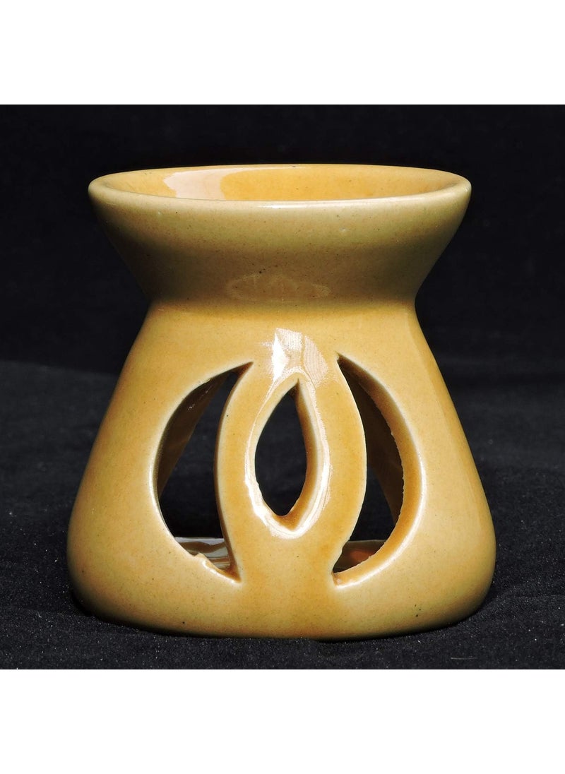 HealthGoodsIn HealthGoodsIn  Ceramic Tea Light Essential Oil Diffuser  Tea Light Ceramic Wax MeltEssential Oil Burner  Essential Oil Burner for Living Room Bedroom Outdoor Area  Light Brown  - Image 4
