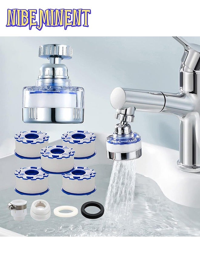 NIBEMINENT Faucet Water Filter Set,360° Rotating Sink Water Filter Faucet Bathroom Sink Filter with Filter Elements,Household Faucet Filter Tap Splash-Proof Faucet Tap for Home Kitchen Bathroom  - Image 1