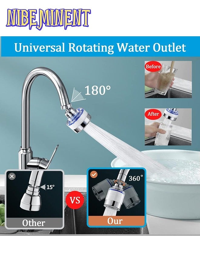 NIBEMINENT Faucet Water Filter Set,360° Rotating Sink Water Filter Faucet Bathroom Sink Filter with Filter Elements,Household Faucet Filter Tap Splash-Proof Faucet Tap for Home Kitchen Bathroom  - Image 2