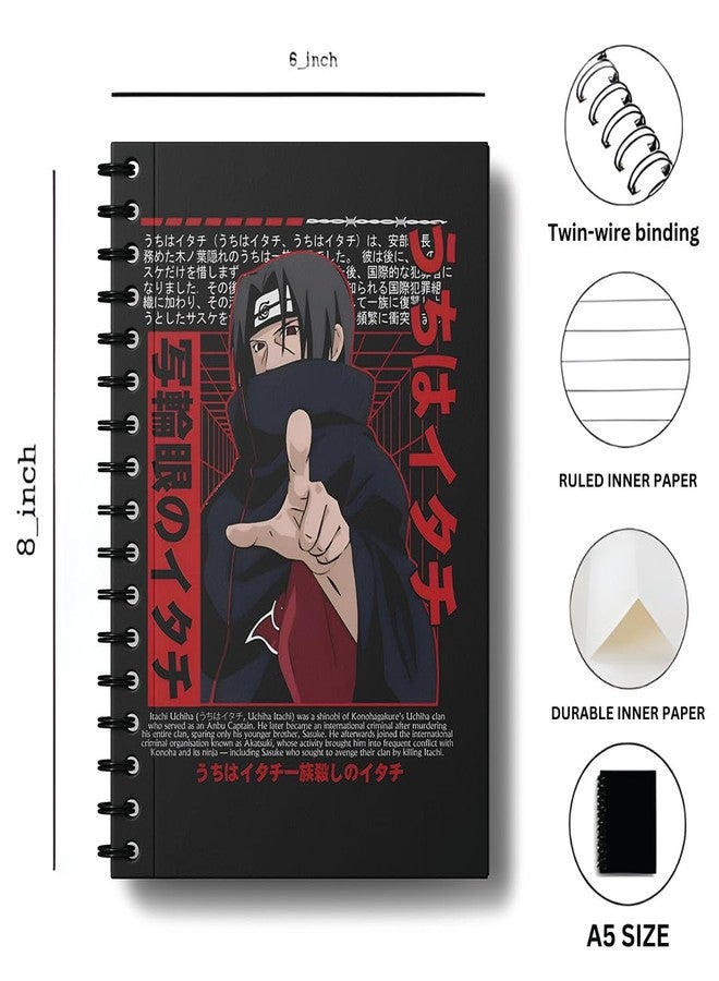 zenithink دفتر ملاحظات زينيثينك إيتاشي أوتشيها أنمي | ورق 80 غ/م² مع غلاف مقوى 350 غ/م² | مسطر بخطوط مفردة | 160 صفحة | مقاس A5 | تجليد حلزوني | متعدد الاستخدامات للمدرسة والمنزل والمكتب | - Image 5