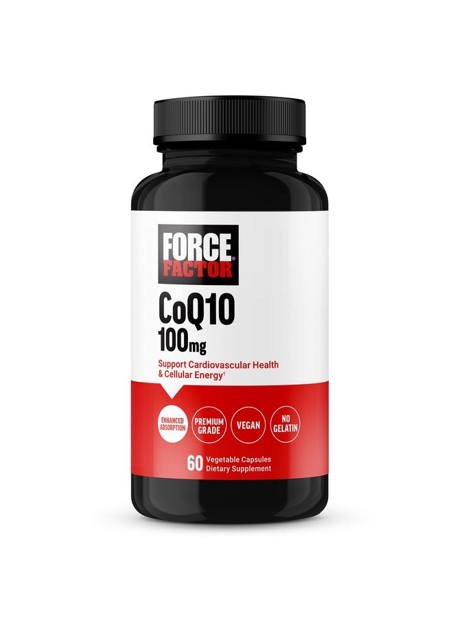 Force Factor FORCE FACTOR CoQ10 100mg, Coenzyme Q10 Heart Health Supplement with Enhanced Absorption, Premium Grade Coq 10, Vegan, Dairy Free, Gluten Free, and Non-GMO, 60 Vegetable Capsules  - Image 1