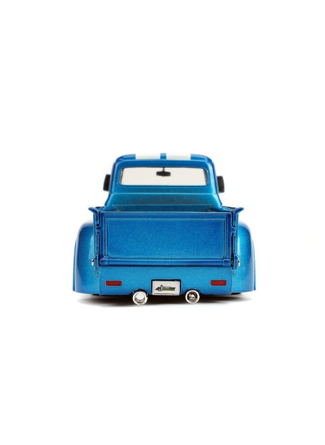 JADA Jada 1956 Ford F-100 Pickup Truck Blue Metallic with White Stripes and Extra Wheels Just Trucks Series 1/24 Diecast Model Car  - Image 5