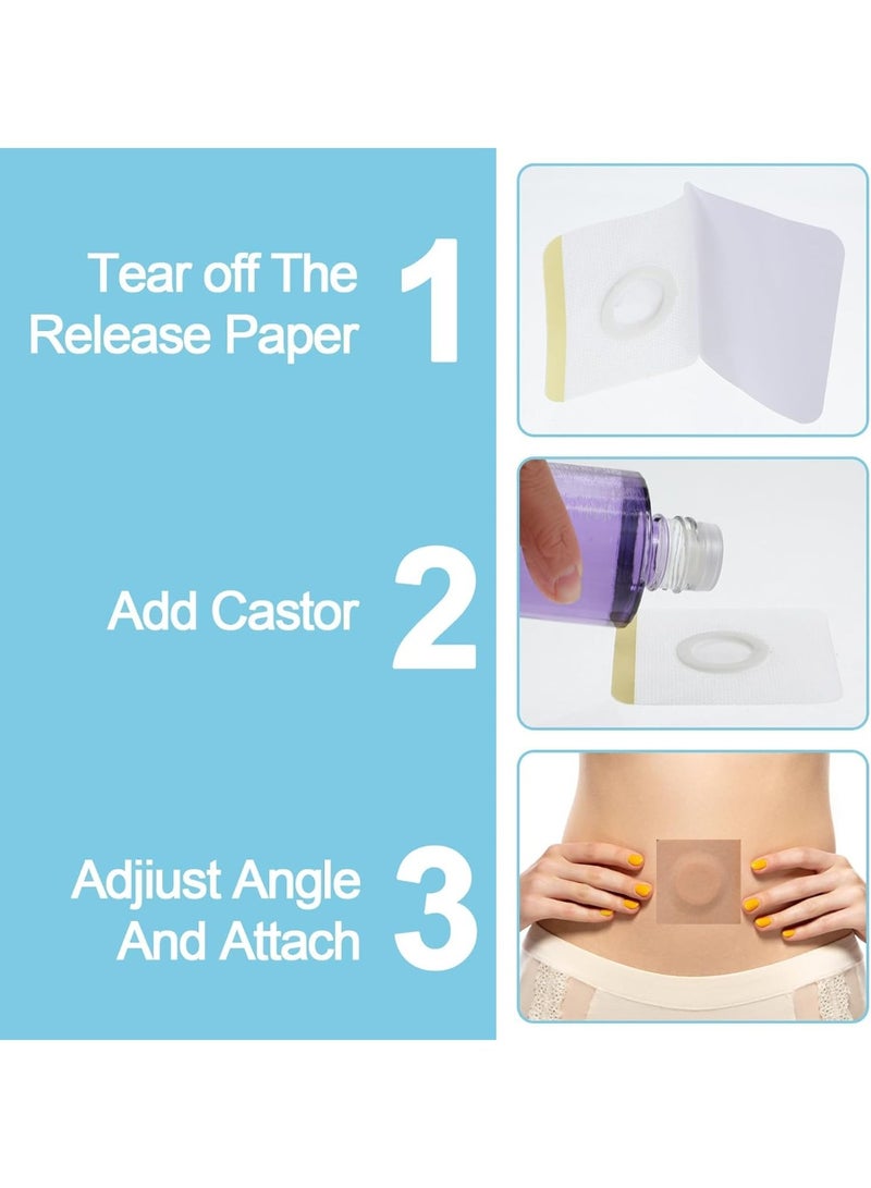 إسكدنيا 50 قطعة لفافات زيت الخروع القابل للتخلص منه لسرة البطن (الزيت غير متضمن)، لفافة ذاتية اللصق عالية الامتصاص من القطن العضوي سهلة الاستخدام، بلون بشري - Image 4