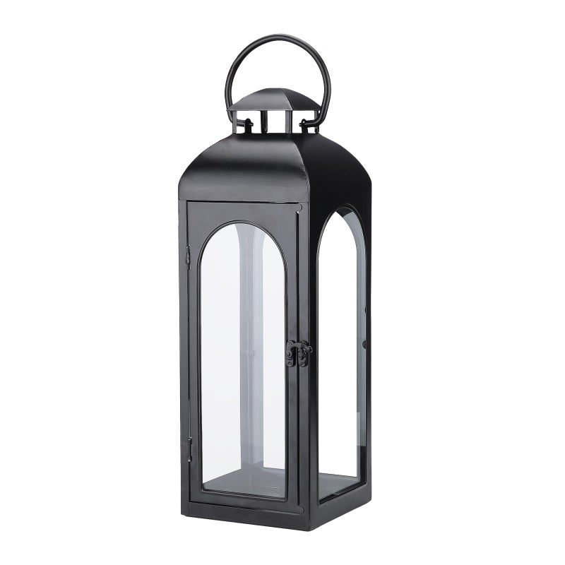 20Inch Metal and Tempered Glass Candle Lantern  Premium Outdoor Lantern Decorative Lanterns with Handcrafted Design for Patio Garden  Indoor Decor