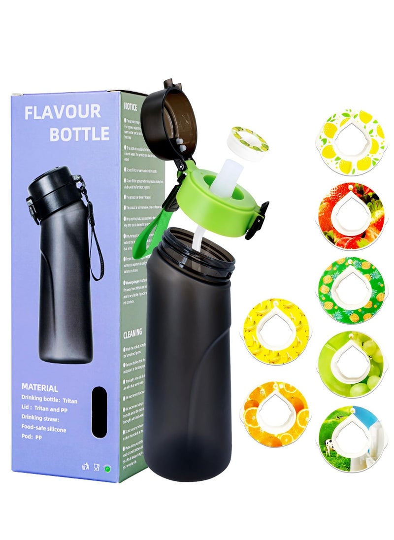 Arabest - Air Up Water Bottle Air Up Water Bottle with 7 Flavor Pods 750ML Air Up Drinking Water Bottle Starter Set with Flavour Capsules 0% Sugar Water Cup BPA Free Suitable for Outdoor Sport (Blackgreen) - Image 1