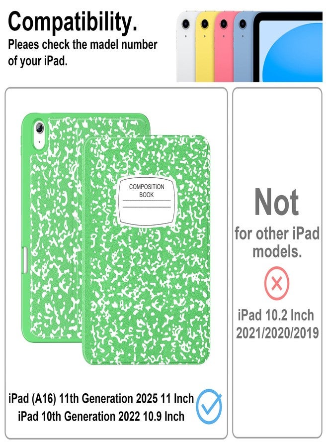 Supveco جراب Supveco لجهاز iPad (A16) الجيل الحادي عشر 11 بوصة (2025)، وجهاز iPad الجيل العاشر 10.9 بوصة (2022) مع حامل قلم - [تشغيل/إيقاف تلقائي]، جراب فاخر قابل للطي مع غطاء خلفي من مادة TPU الناعمة - لون الكتاب الأخضر - Image 2