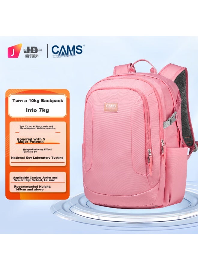 Cams Suspended Weight-reducing Backpack For Middle And High School Students, Uni Shoulder Bag, Spine Protection, Large Capacity S06101 Rouge Pink - Image 1