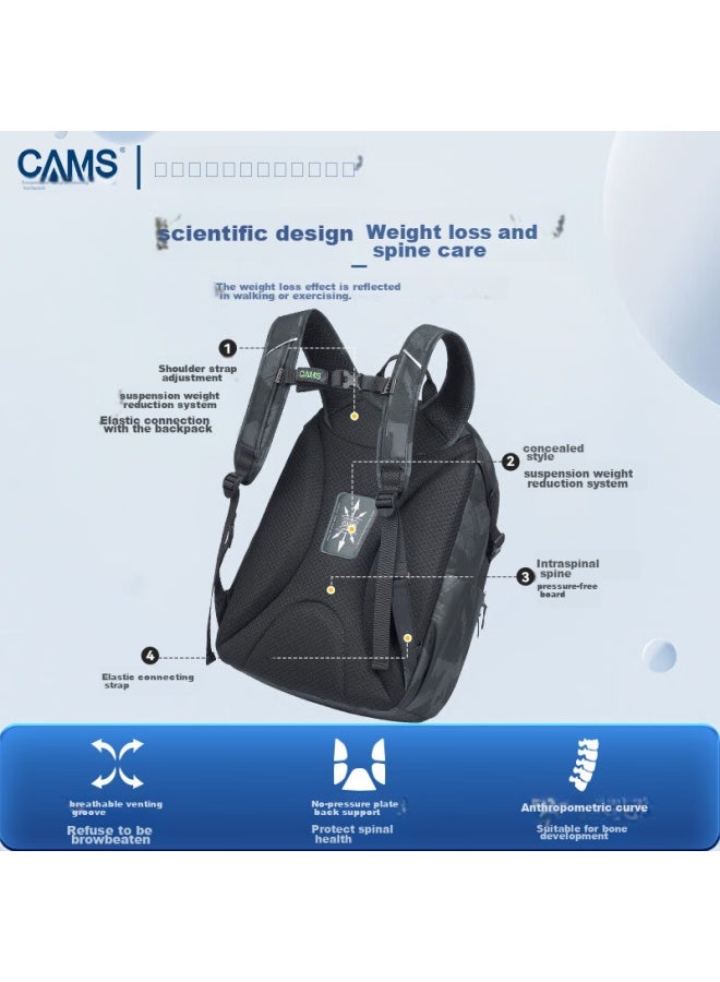 Cams Suspended Weight-reducing Backpack For Middle And High School Students, Uni Shoulder Bag, Spine Protection, Large Capacity S06101 Rouge Pink - Image 4