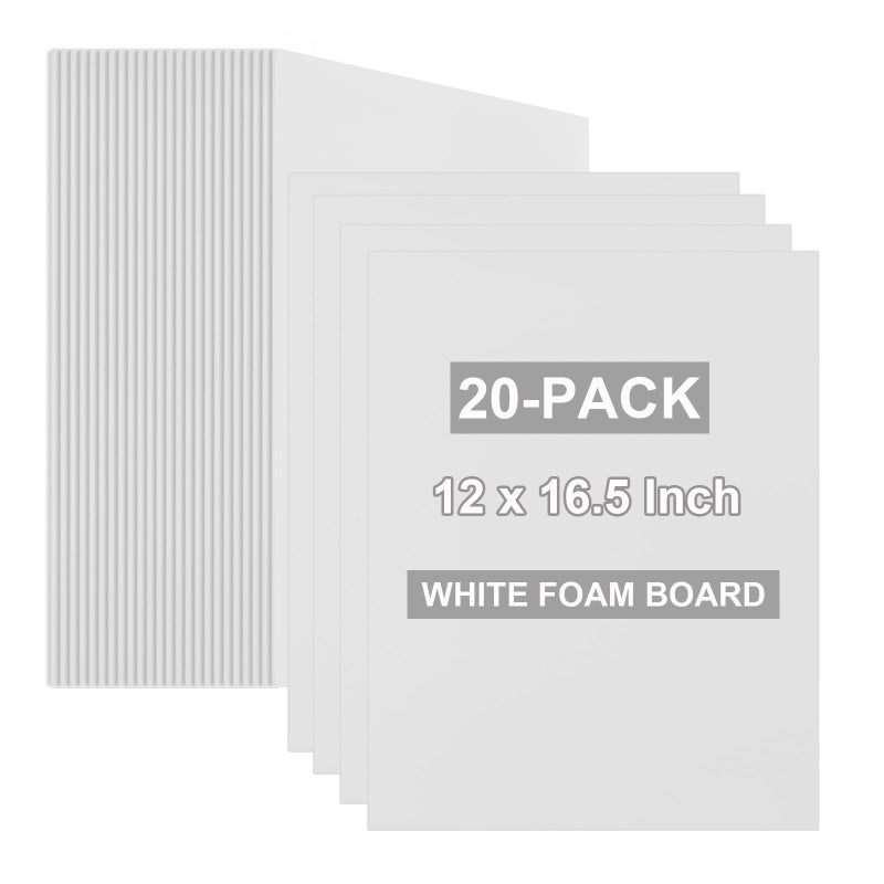 ALISWAT 20 Pack White Foam Boards 12x16.5 inch, 3/16" Thick Foam Core Board for Projects, White Bulk Poster Board for Signboards, A3 Styrofoam Boards Sheets Perfect for Crafts, Art, Display - Image 1