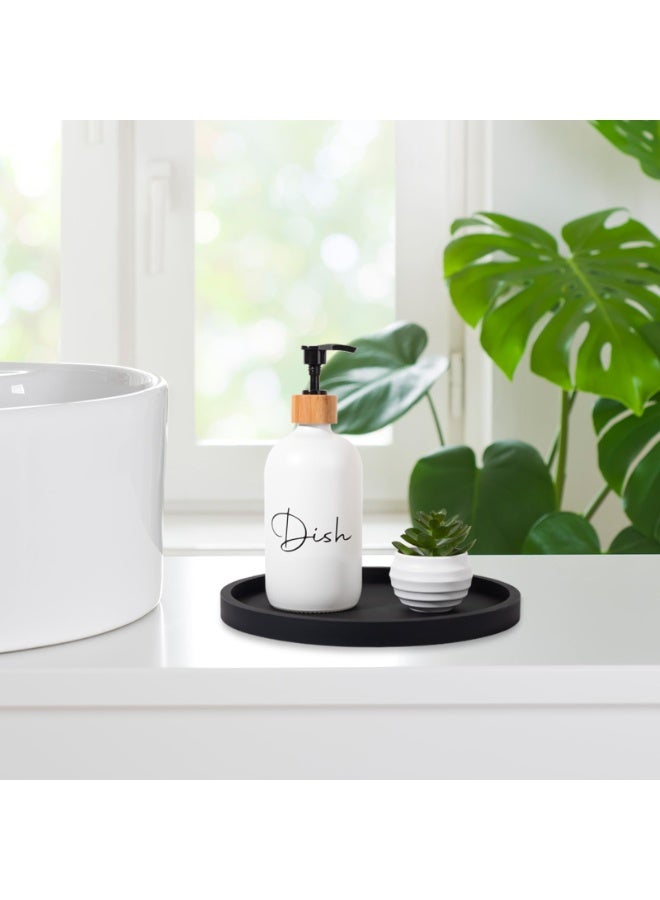 HOMESTAR Silicone Bath Tray And Kitchen Countertop Organizer , Round Waterproof Decor Tray, Multi-Purpose No-Drilling Vanity Storage Tray, Sink Caddy For Decorative Centerpiece for Soap, Candles, Perfume, Plants , Movable No-Installation Simple Storage, (Black, 23 cm) - Image 2