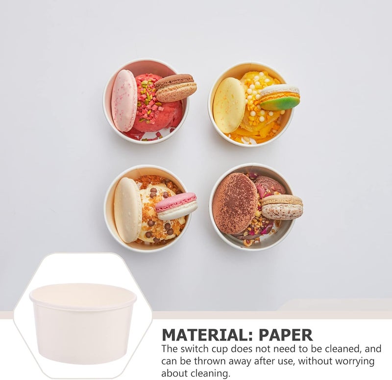 NUOBESTY 100pcs 3oz Paper Ice Cream Cups Frozen Dessert Containers Paper Dessert Ice Cream Yogurt Bowls Cold and Hot Food Container for Soup Dessert Yogurt Sauce - Image 5